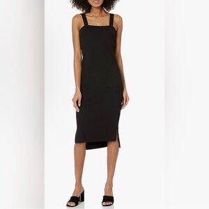 The Drop Amelia Black Midi Ribbed Tank Dress S